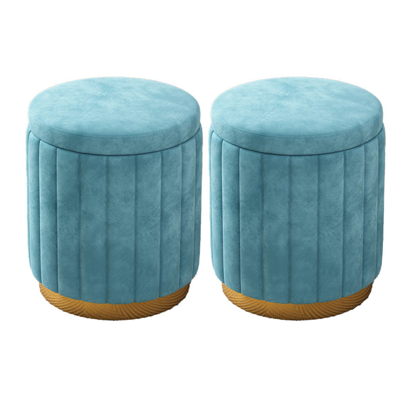 Velvet Ottoman Whole Colored Cylinder Shape Fade Resistant Ottoman with Storage