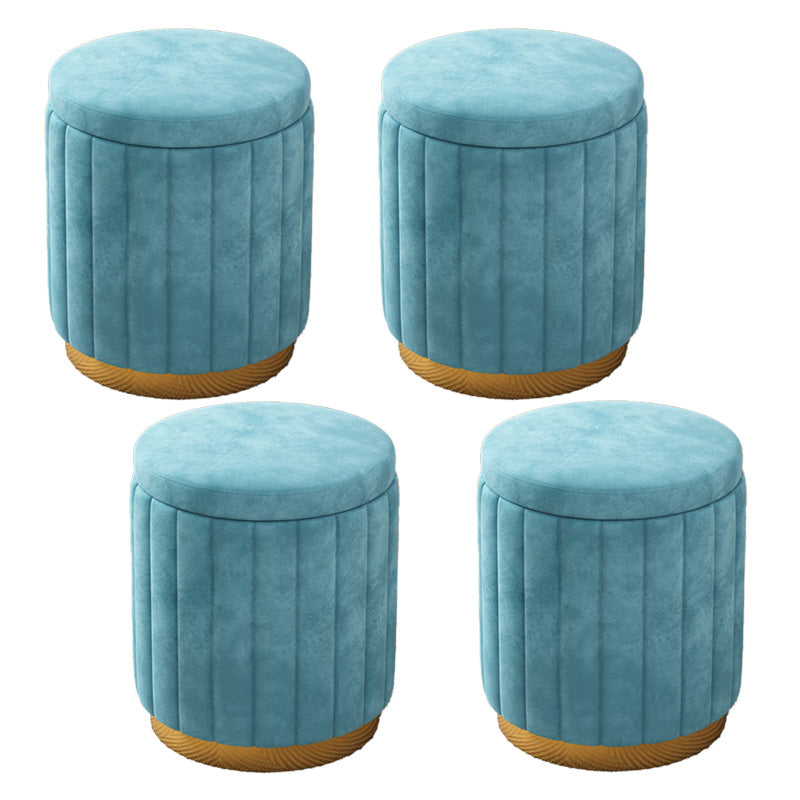 Velvet Ottoman Whole Colored Cylinder Shape Fade Resistant Ottoman with Storage