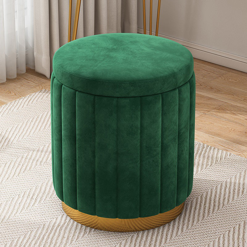 Velvet Ottoman Whole Colored Cylinder Shape Fade Resistant Ottoman with Storage