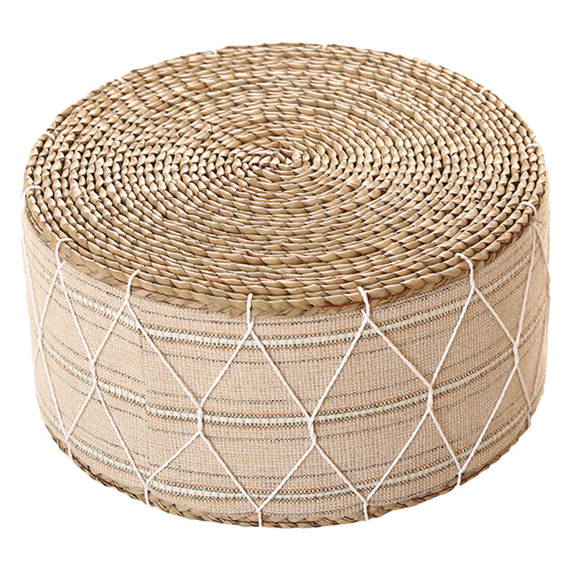 Traditional Poof Tribal Pattern Cylinder Shape Rattan Tear Resistant Pouf