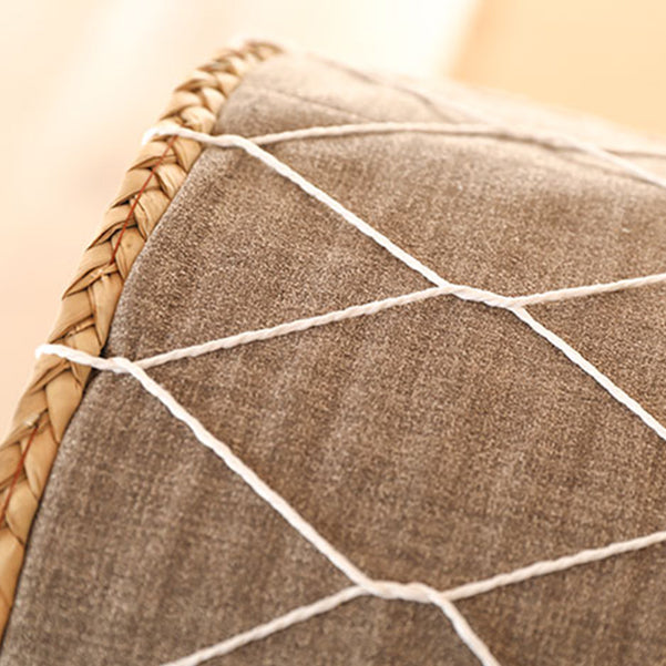 Traditional Poof Tribal Pattern Cylinder Shape Rattan Tear Resistant Pouf