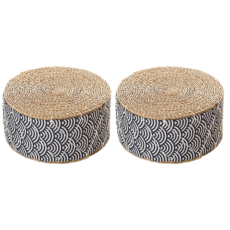 Traditional Poof Tribal Pattern Cylinder Shape Rattan Tear Resistant Pouf