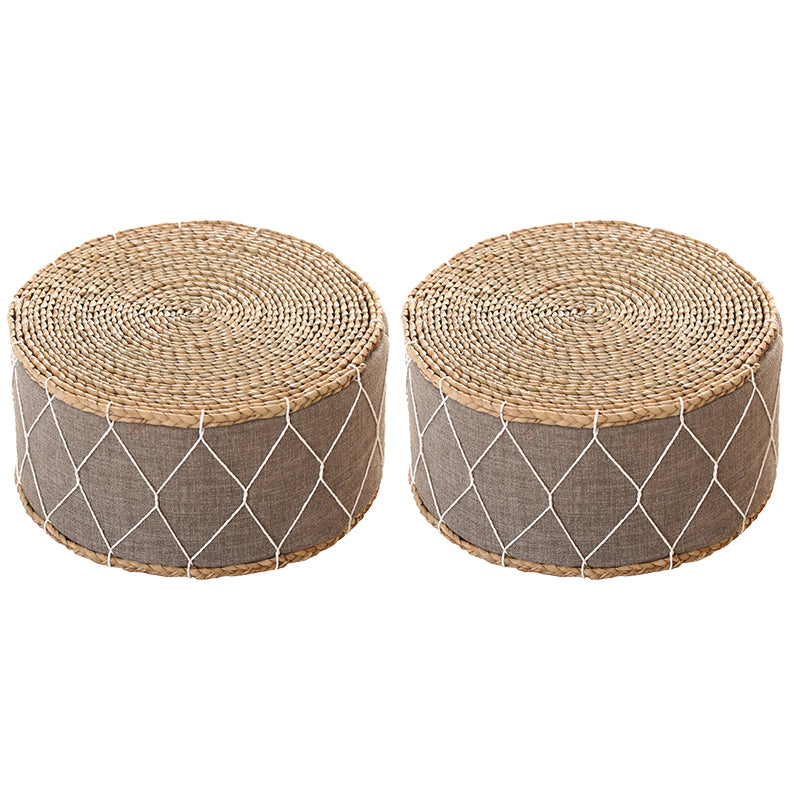 Traditional Poof Tribal Pattern Cylinder Shape Rattan Tear Resistant Pouf