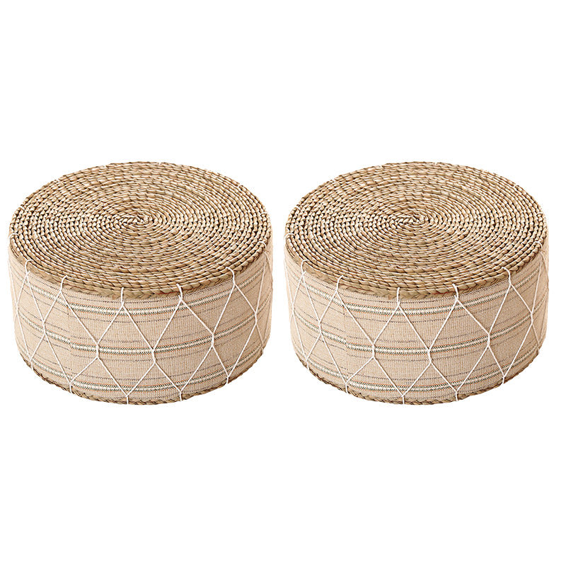 Traditional Poof Tribal Pattern Cylinder Shape Rattan Tear Resistant Pouf