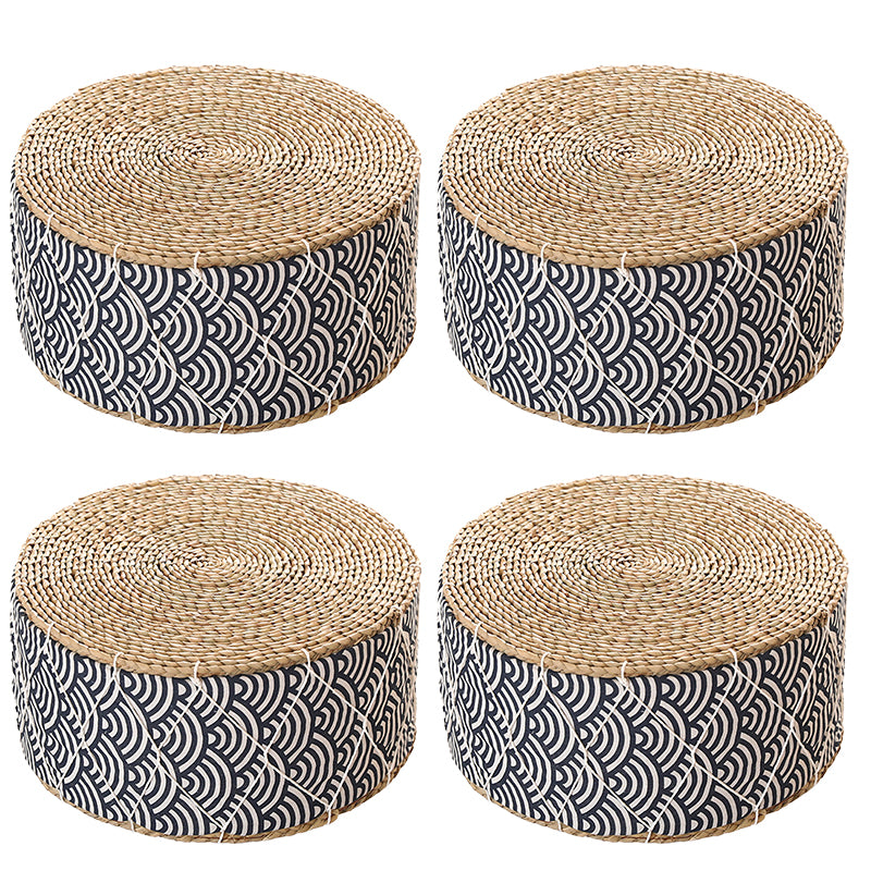 Traditional Poof Tribal Pattern Cylinder Shape Rattan Tear Resistant Pouf