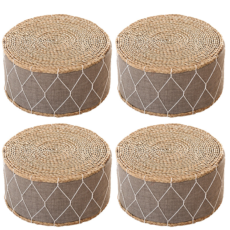 Traditional Poof Tribal Pattern Cylinder Shape Rattan Tear Resistant Pouf