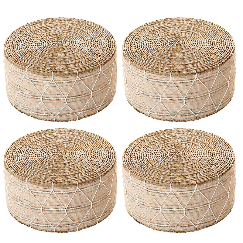 Traditional Poof Tribal Pattern Cylinder Shape Rattan Tear Resistant Pouf