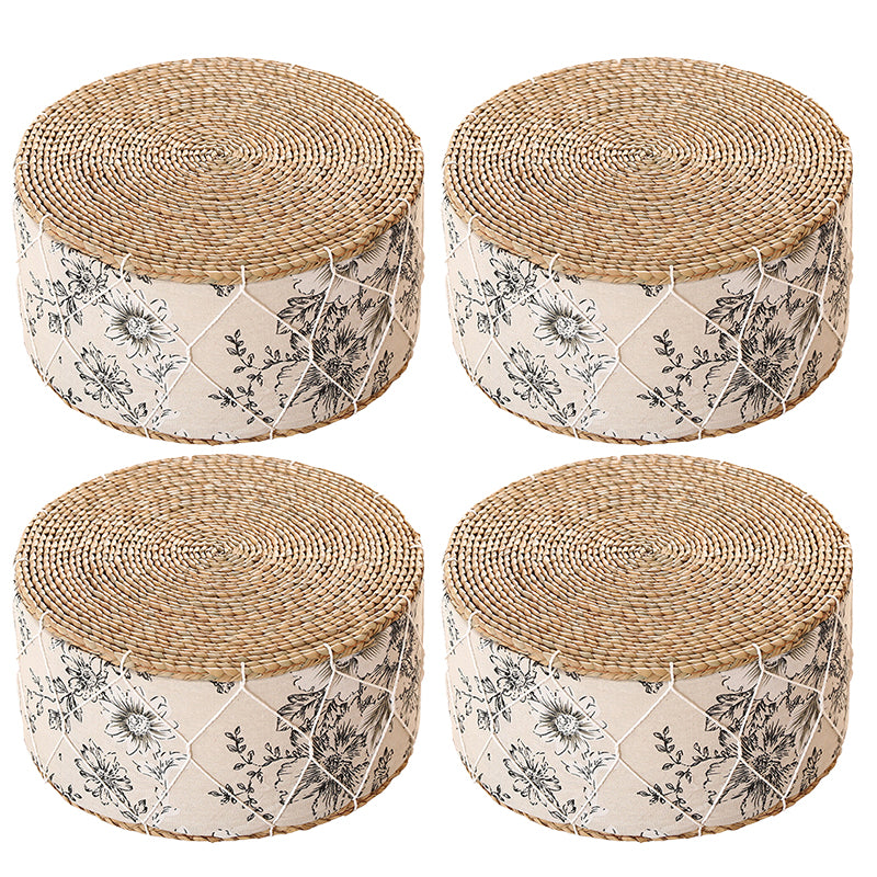 Traditional Poof Tribal Pattern Cylinder Shape Rattan Tear Resistant Pouf