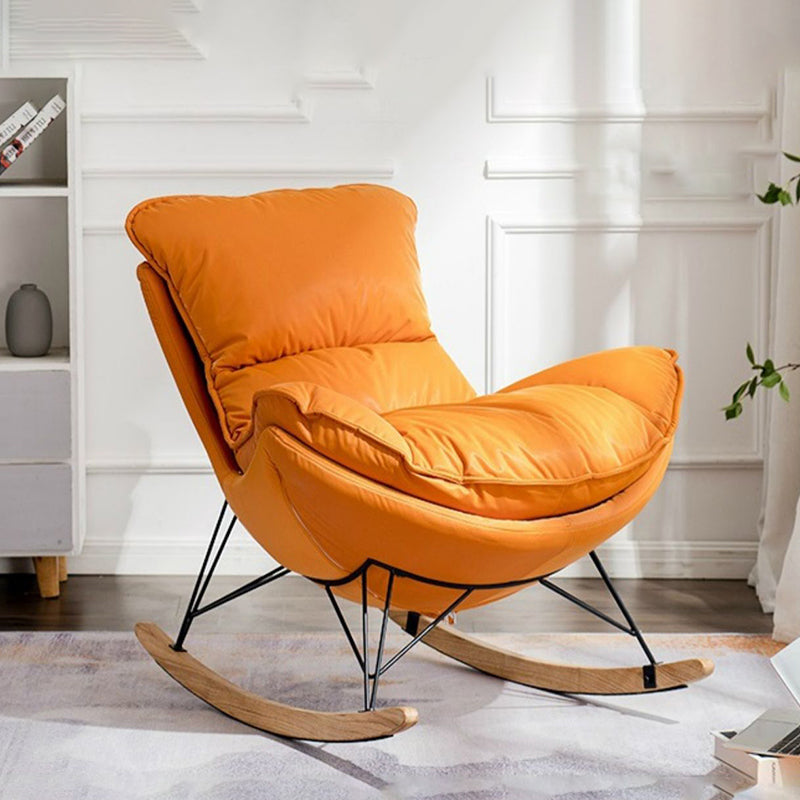 Modern Upholstered Rocker Chair Spindle Rocker Chair with Metal Frame