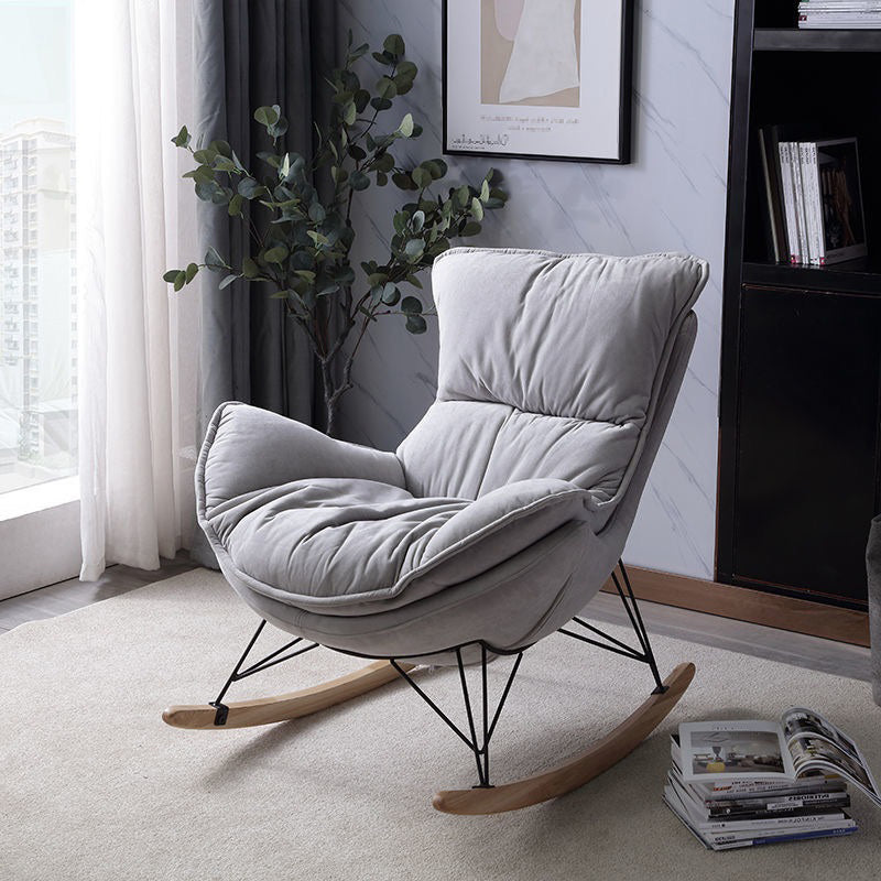 Modern Upholstered Rocker Chair Spindle Rocker Chair with Metal Frame