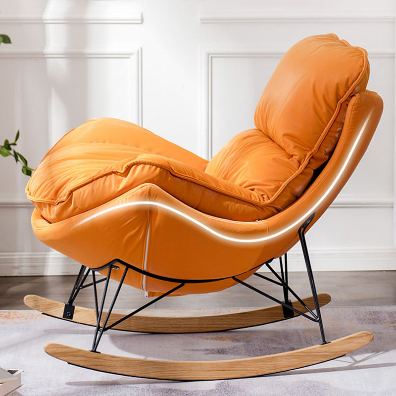 Modern Upholstered Rocker Chair Spindle Rocker Chair with Metal Frame