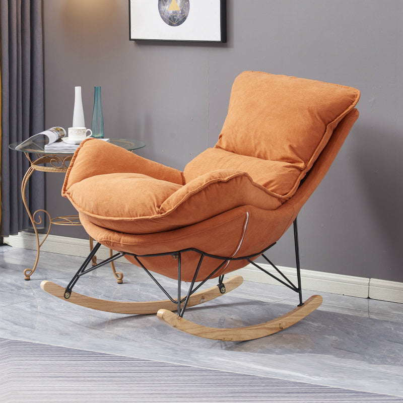 Modern Upholstered Rocker Chair Spindle Rocker Chair with Metal Frame