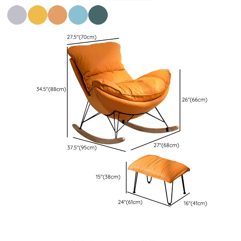 Modern Upholstered Rocker Chair Spindle Rocker Chair with Metal Frame