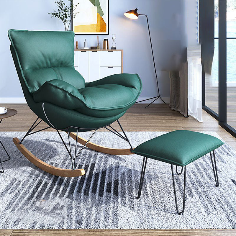 Modern Upholstered Rocker Chair Metal Frame Dirt Resistant Rocker Chair with Ottoman