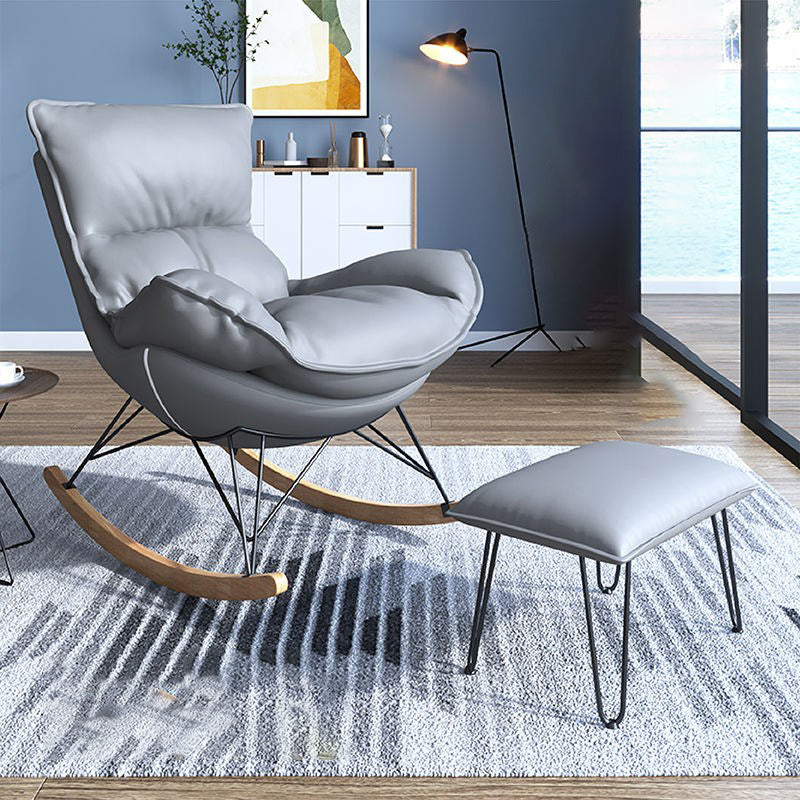 Modern Upholstered Rocker Chair Metal Frame Dirt Resistant Rocker Chair with Ottoman