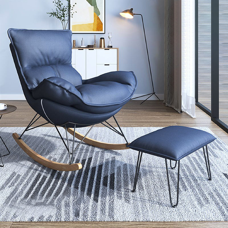 Modern Upholstered Rocker Chair Metal Frame Dirt Resistant Rocker Chair with Ottoman