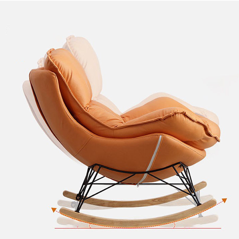 Modern Upholstered Rocker Chair Metal Frame Dirt Resistant Rocker Chair with Ottoman