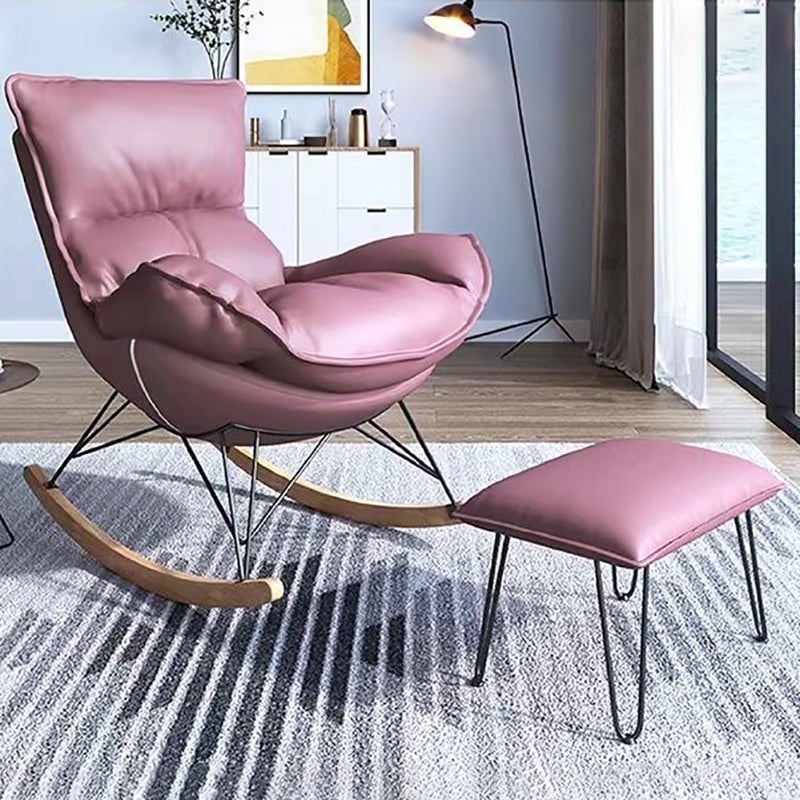 Modern Upholstered Rocker Chair Metal Frame Dirt Resistant Rocker Chair with Ottoman