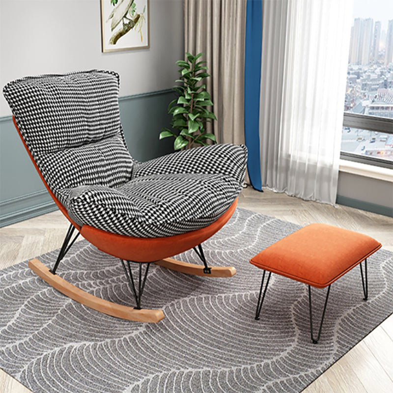 Modern Upholstered Rocker Chair Metal Frame Dirt Resistant Rocker Chair with Ottoman
