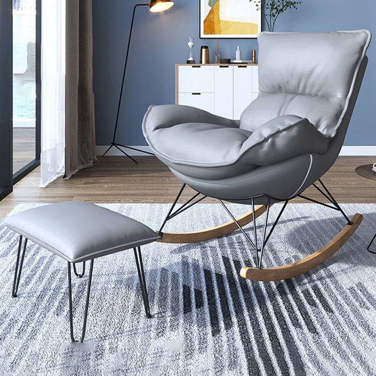 Modern Upholstered Rocker Chair Metal Frame Dirt Resistant Rocker Chair with Ottoman
