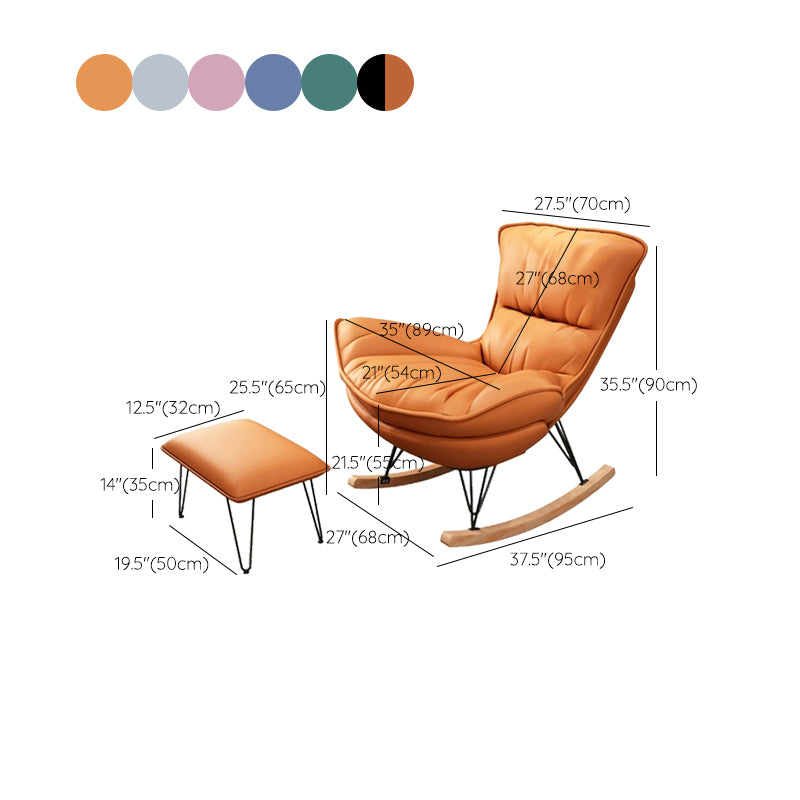 Modern Upholstered Rocker Chair Metal Frame Dirt Resistant Rocker Chair with Ottoman