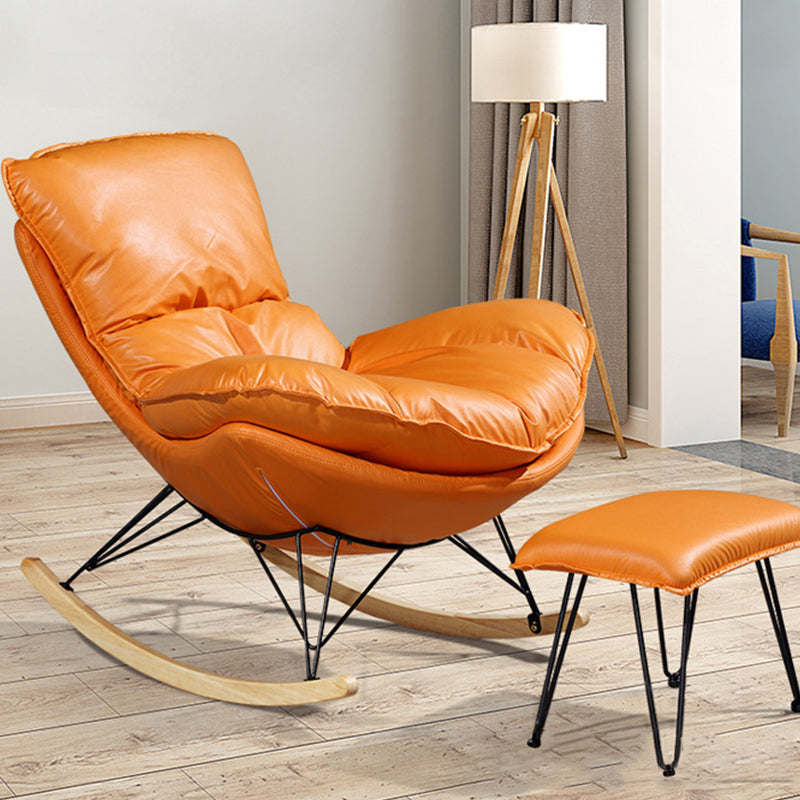 Modern Upholstered Rocker Chair Metal Frame Rocker Chair with Ottoman