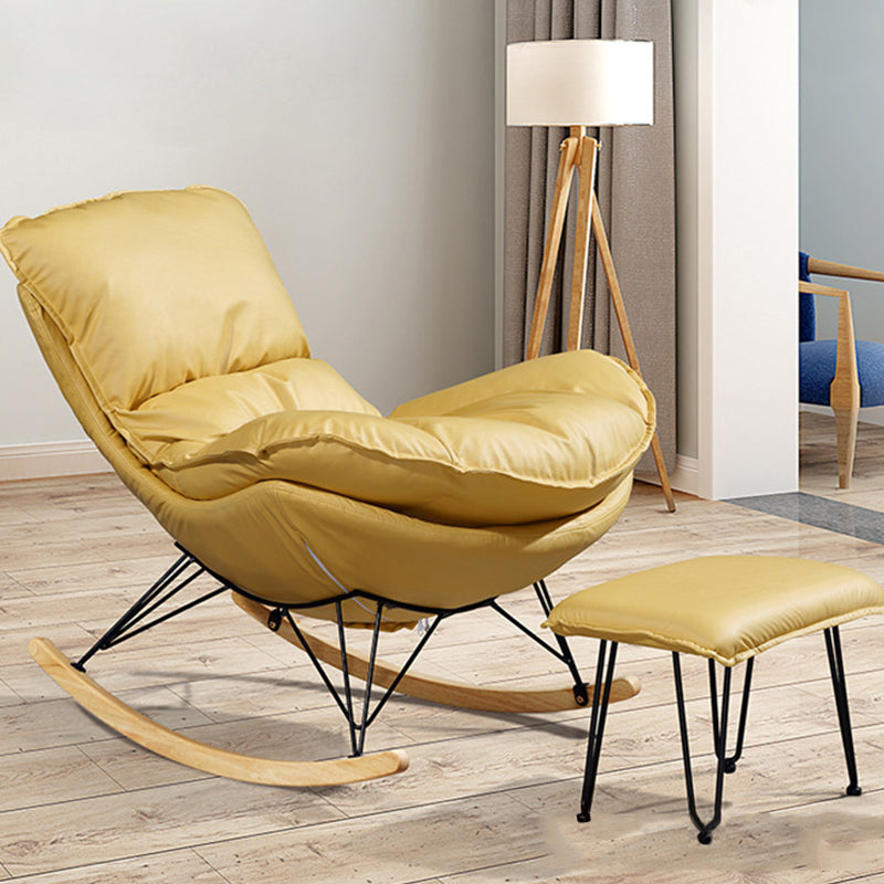 Modern Upholstered Rocker Chair Metal Frame Rocker Chair with Ottoman