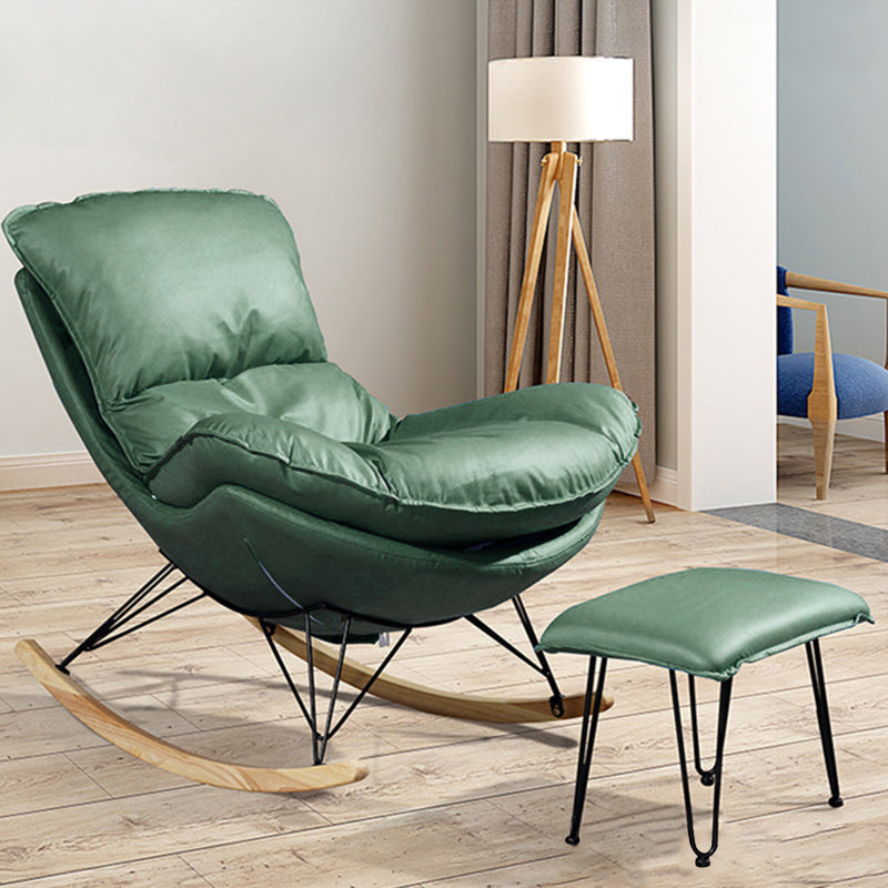 Modern Upholstered Rocker Chair Metal Frame Rocker Chair with Ottoman