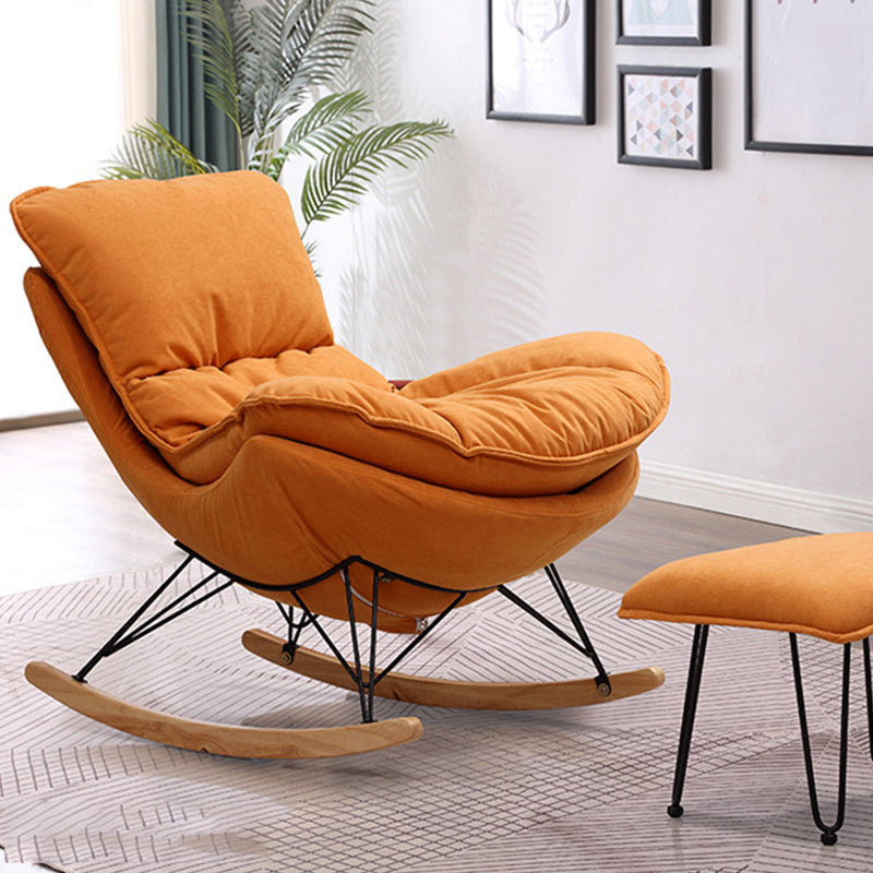 Modern Upholstered Rocker Chair Metal Frame Rocker Chair with Ottoman