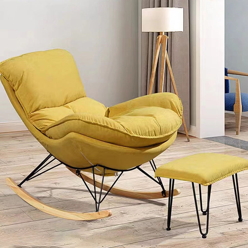 Modern Upholstered Rocker Chair Metal Frame Rocker Chair with Ottoman