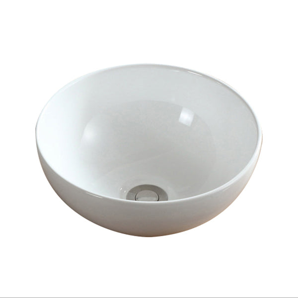 Modern Bathroom Sink Pop-Up Drain Porcelain Round Vessel Sink