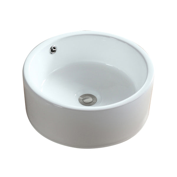 Modern Bathroom Sink Pop-Up Drain Porcelain Round Vessel Sink