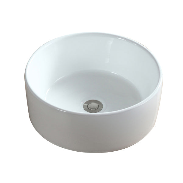 Modern Bathroom Sink Pop-Up Drain Porcelain Round Vessel Sink