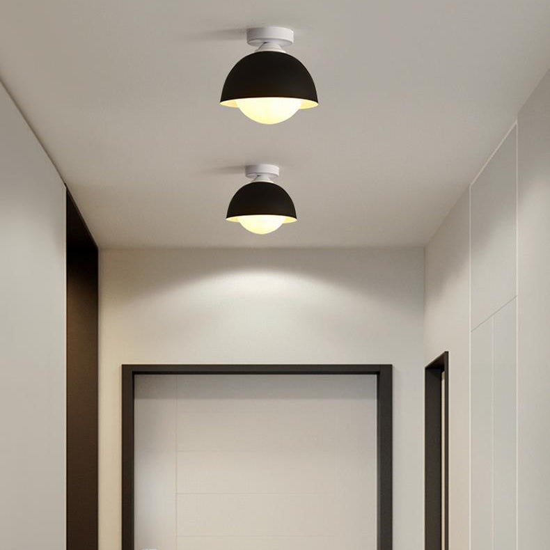 Dome Shape Flush Mount Modern Style Metal 1 Light Flush Ceiling Light in White/black