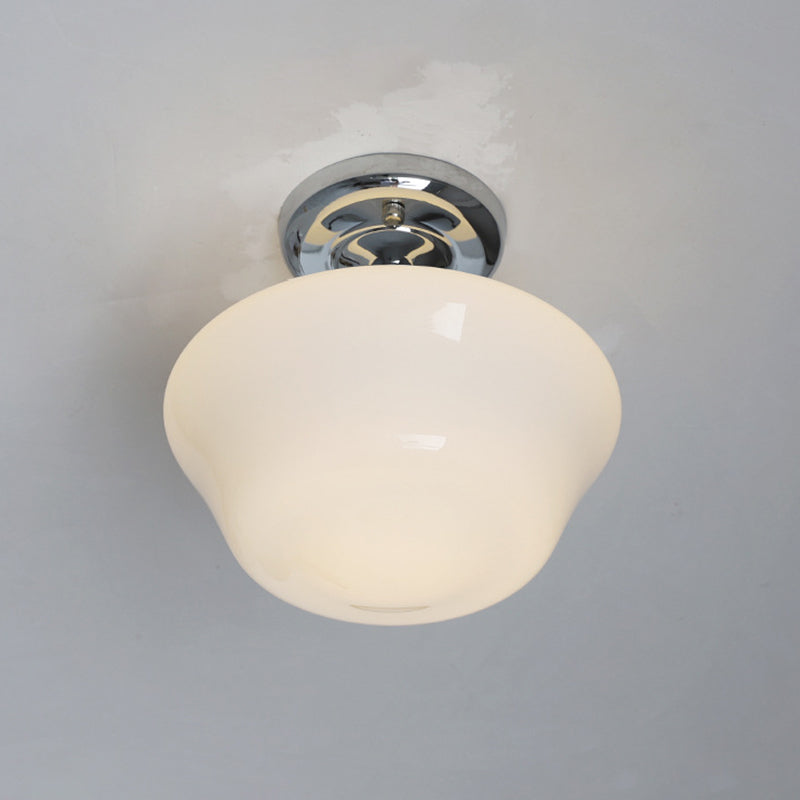 Glass Geometric Flush Mount Lights Contemporary Style 1 Light Flush Ceiling Light in White