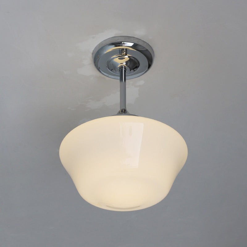 Glass Geometric Flush Mount Lights Contemporary Style 1 Light Flush Ceiling Light in White