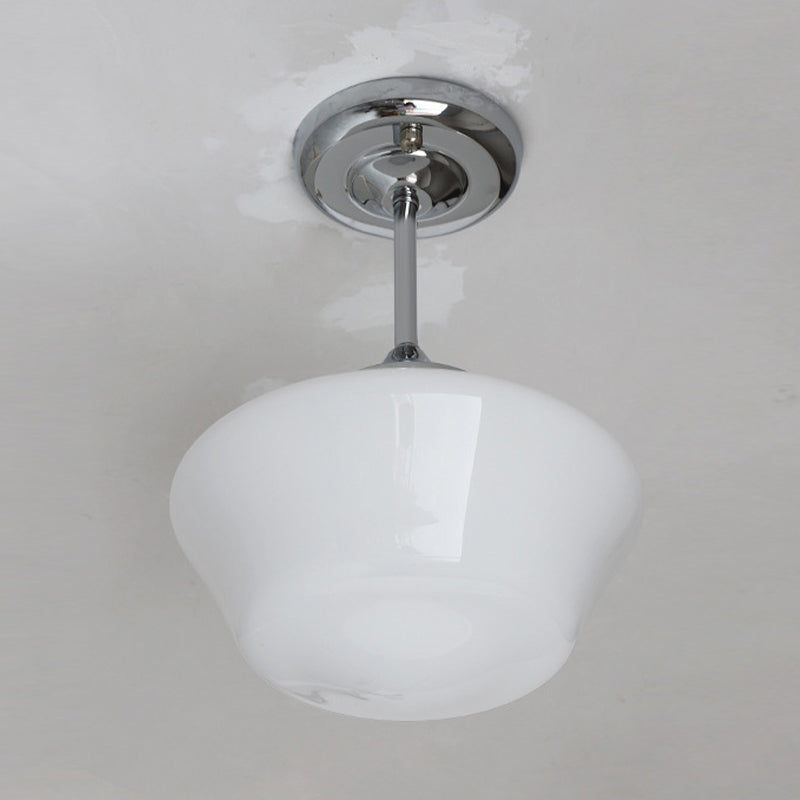 Glass Geometric Flush Mount Lights Contemporary Style 1 Light Flush Ceiling Light in White