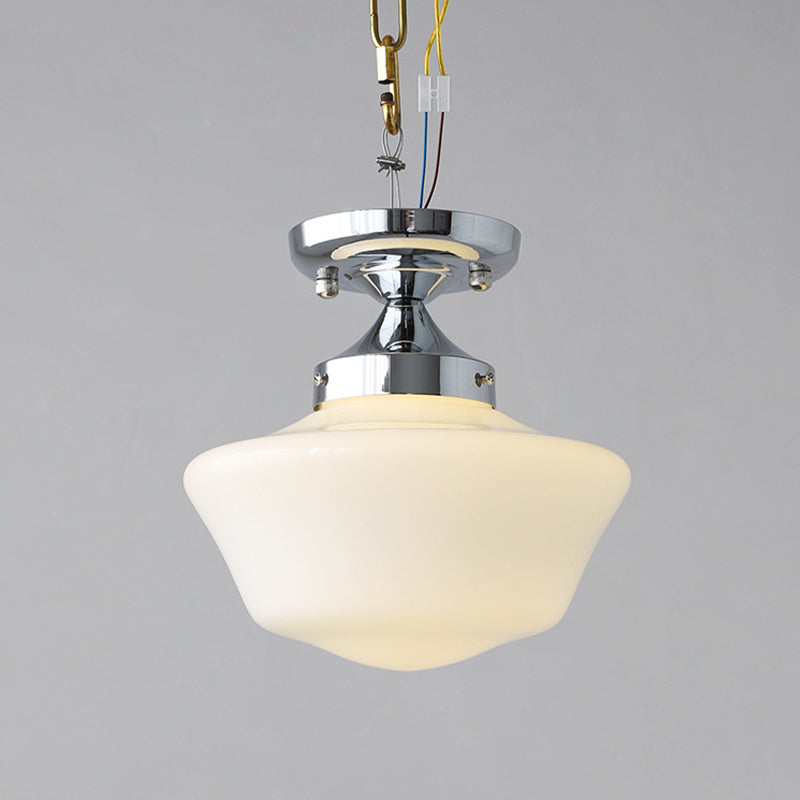 Glass Geometric Flush Mount Lights Contemporary Style 1 Light Flush Ceiling Light in White