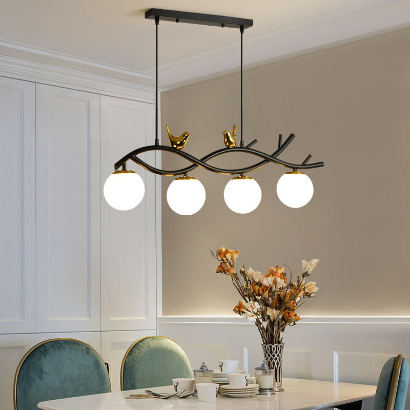 Industrial Kitchen Island Lighting Black Globe Shaded Ceiling Light for Home