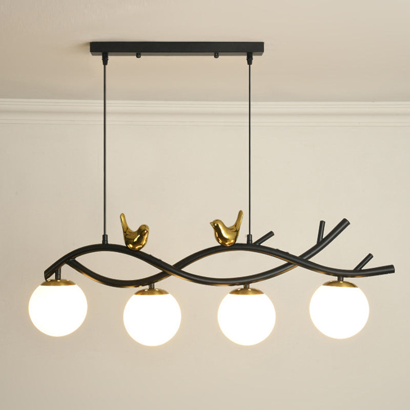 Industrial Kitchen Island Lighting Black Globe Shaded Ceiling Light for Home