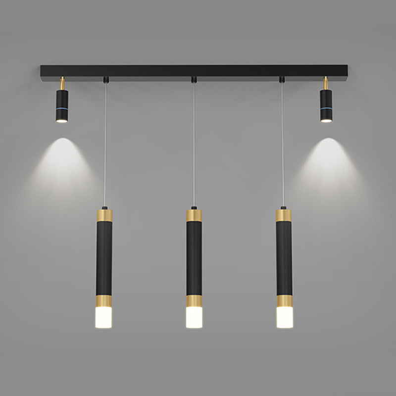 Metal Linear Hanging Lamps Simplicity Pendant Light Fixture in Black