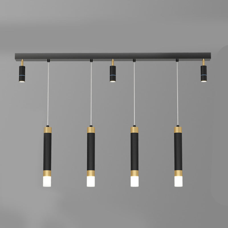 Metal Linear Hanging Lamps Simplicity Pendant Light Fixture in Black