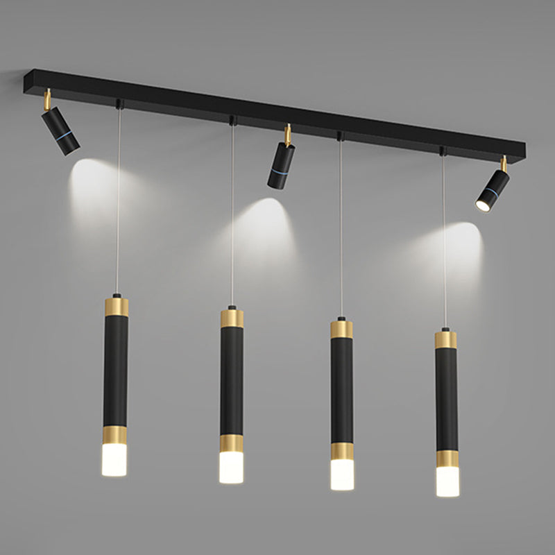 Metal Linear Hanging Lamps Simplicity Pendant Light Fixture in Black