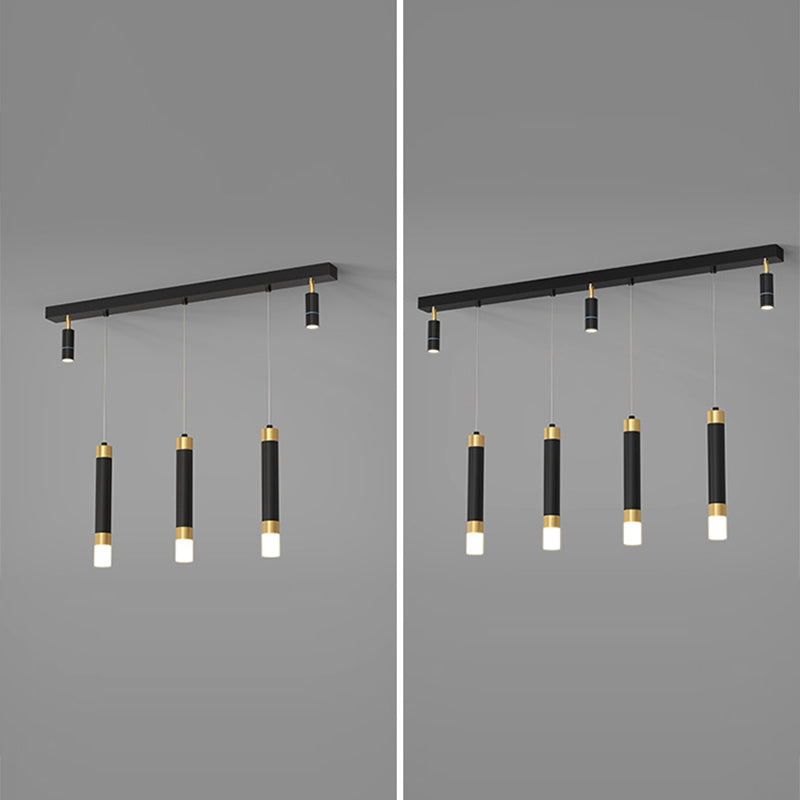 Metal Linear Hanging Lamps Simplicity Pendant Light Fixture in Black