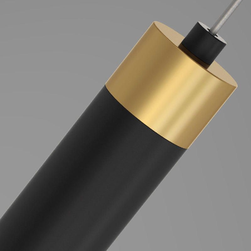 Metal Linear Hanging Lamps Simplicity Pendant Light Fixture in Black