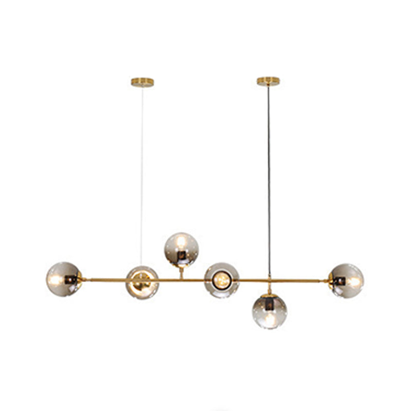 Modern Linear Ceiling Pendant Light Glass 6 Lights Hanging Ceiling Lights