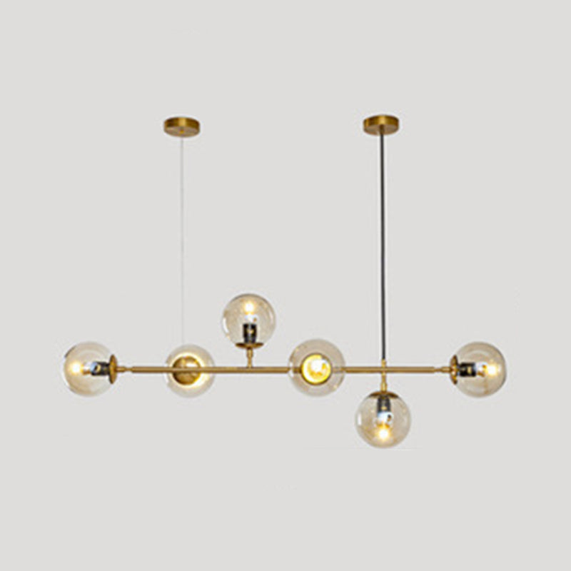 Modern Linear Ceiling Pendant Light Glass 6 Lights Hanging Ceiling Lights