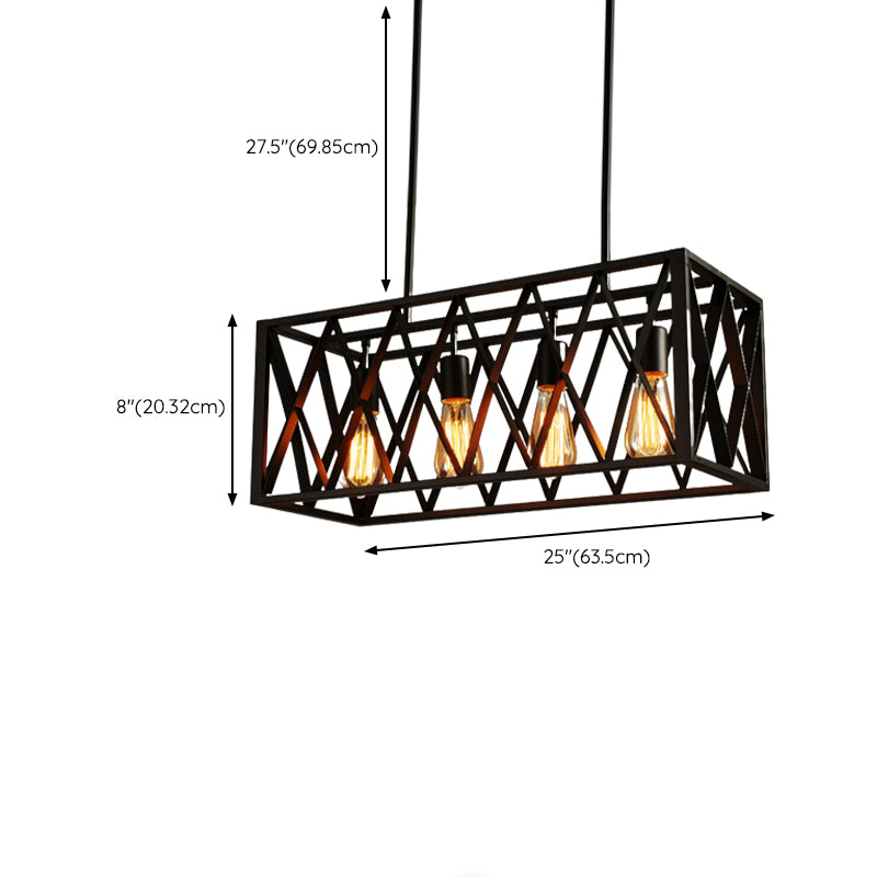 Rectangle Pendant Lighting Industrial Metal Pendant Light Kit in Black