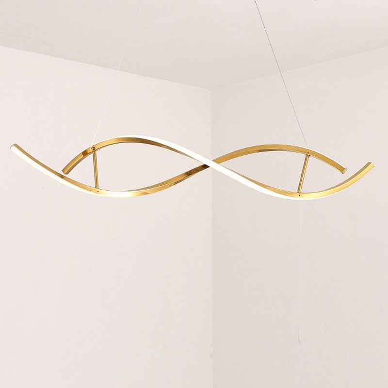 2 Lights Geometric Chandelier Light Contemporary Metal Pendant Lighting in Gold