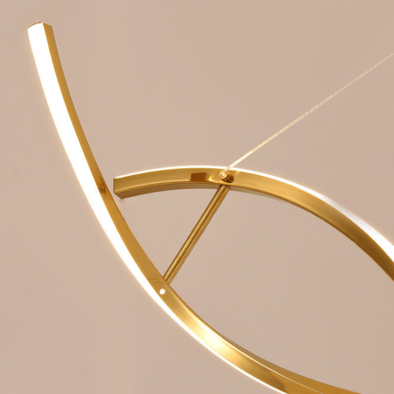 2 Lights Geometric Chandelier Light Contemporary Metal Pendant Lighting in Gold